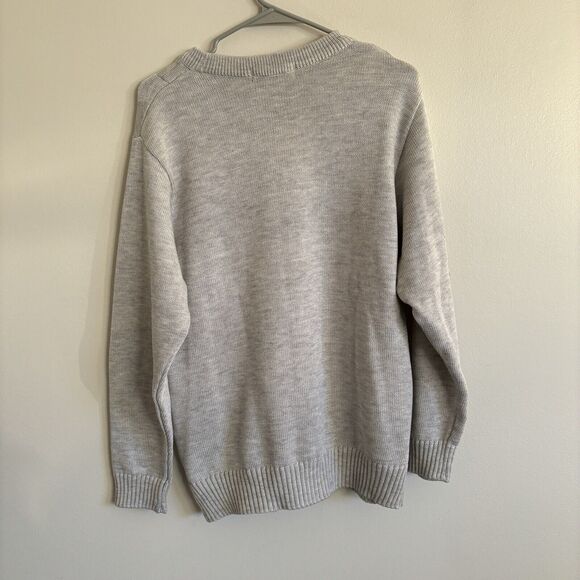 Cavallio Crew Neck Sweater Solid Plaid Gray Silver Convex Concave - Mens Size M - Picture 5 of 8